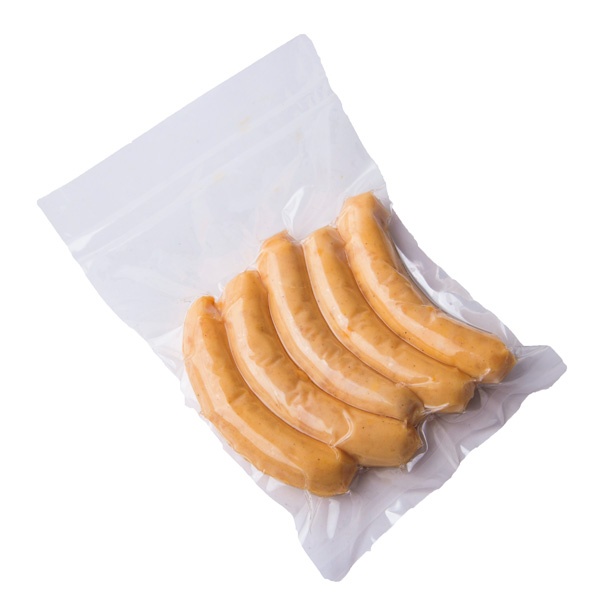 宮崎産鶏ムネ肉だけを使った「ヘルシーソーセージ100g入り」(直売価格110円)はあっさり飽きのこない味