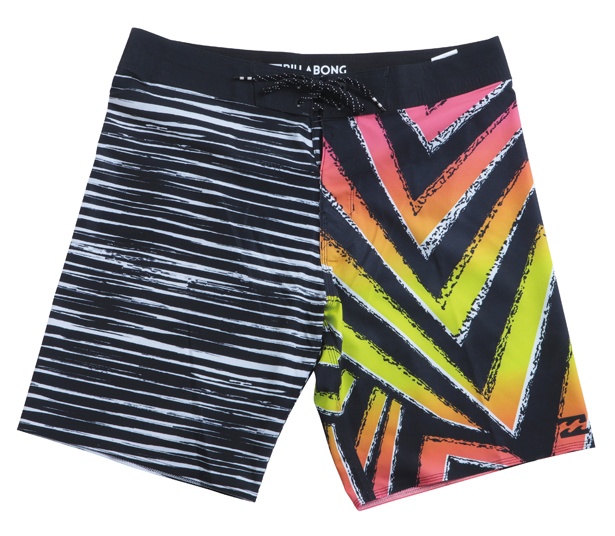 大胆なパターンの切り替えがインパクト大な「メンズ海パン 」(9000円→6300円) / BILLABONG