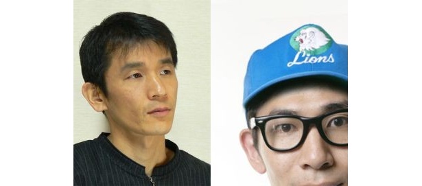みかんむきアーティスト・岡田好弘さんと、むきおくんファミリーの生みの親・神谷圭介さん(左から)
