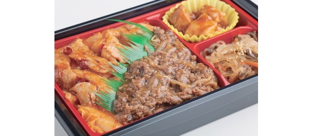 牛・豚・鶏ぎっしりの“辛ウマ弁当”　「ブルコギ＆豚キムチ重」(530円)/ローソン　※発売中