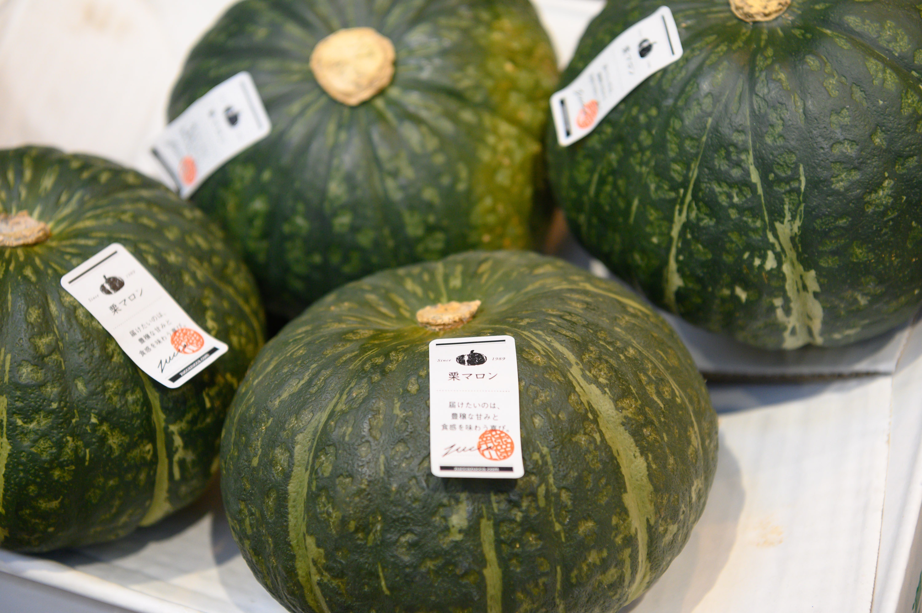 1本の蔓から1個に全栄養を集中させる製法で作られる「栗マロンかぼちゃ」(2160円)