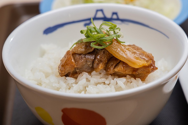 ご飯の上に鶏肉をオン！