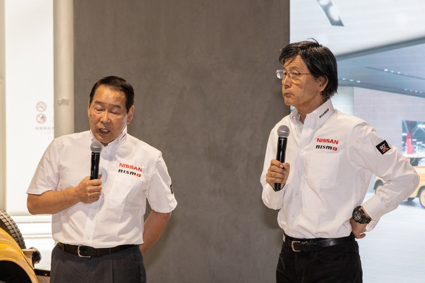 日産モータースポーツ活動を支えた長谷見氏(左)と柿本氏