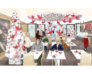 キットカットの紙パッケージで作るペーパークリスマスツリーが銀座に登場！「折り鶴で、想いを伝えるクリスマス」実施