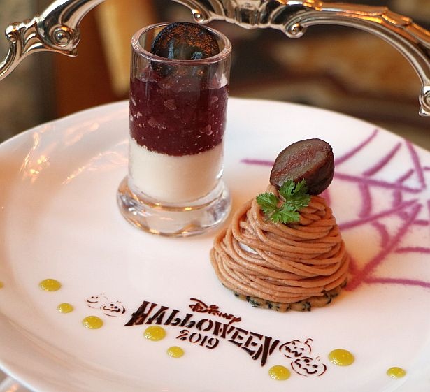 「“ディズニー・ハロウィーン”アフタヌーンティーセット」のモンブランはゴマの味もアクセントに