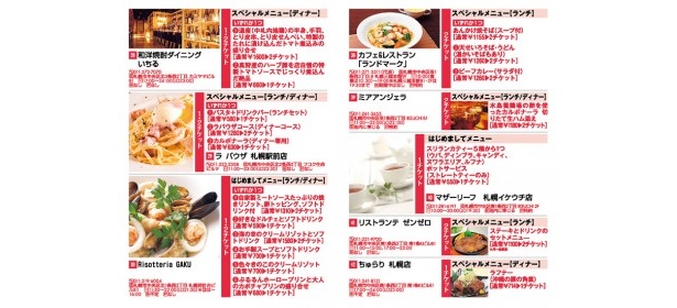 使えるお店一覧が紹介されたガイドマップは札幌駅、大通エリア百貨店や専門店インフォメーションに設置