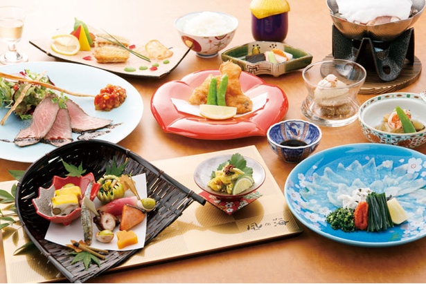 夕食は下関の旬の食材を生かした季節の会席料理 / 下関温泉 風の海