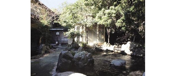 深大寺温泉ゆかり／飛泉と木漏れ日が秘境を思わせる「滝見風呂」