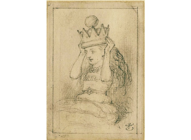 ジョン・テニエル 『鏡の国のアリス』挿絵のための下絵 《アリス女王》 John Tenniel,Queen Alice. The Rosenbach, Philadelphia