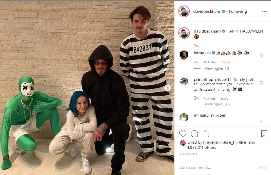 デイヴィッドは娘のハーパーとジャスティン・ビーバー夫妻の家でハロウィンを過ごしたそう