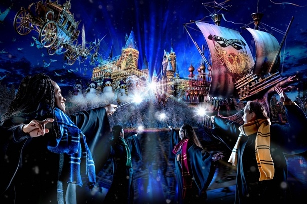 ホグワーツ城を舞台にした圧倒的なスケールのキャッスル・ショー「ホグワーツ・マジカル・ナイト ～ウインター・マジック～」のイメージ