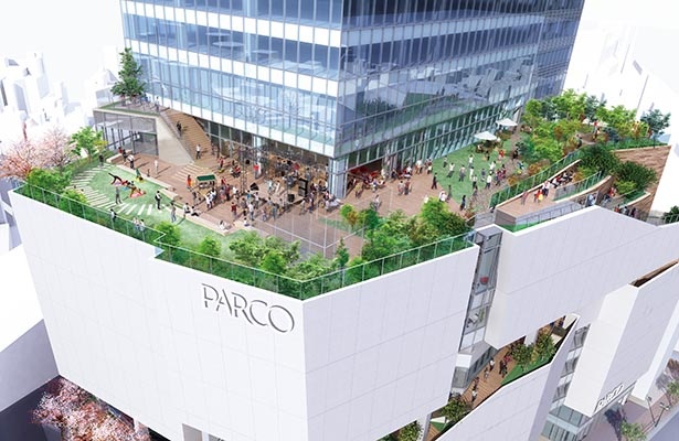 渋谷PARCOの商業施設は地下1階から10階(一部)まで。10階には屋上スペースを設置