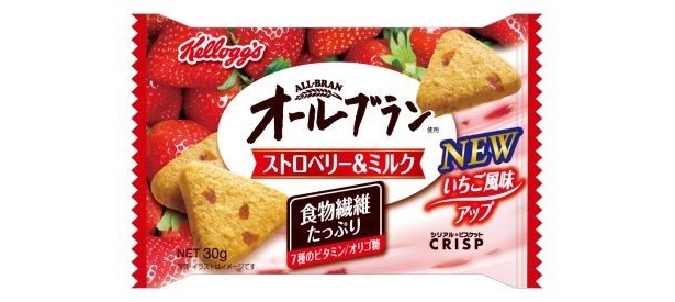 「オールブラン シリアルビスケット クリスプ ストロベリー＆ミルク」(ケロッグ)136円