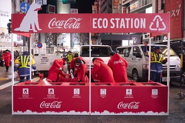 日本コカ・コーラが渋谷駅前の各所に設置したエコステーション