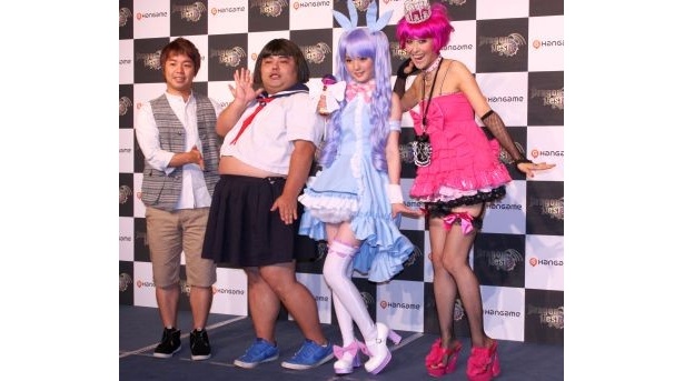 お笑い芸人・響と道重さゆみさん、岡本夏生さん(左から)