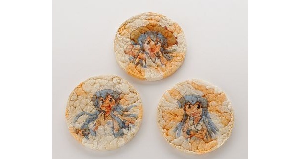 イカ娘の好物である、えびを使ったせんべいにイカ娘をプリント！