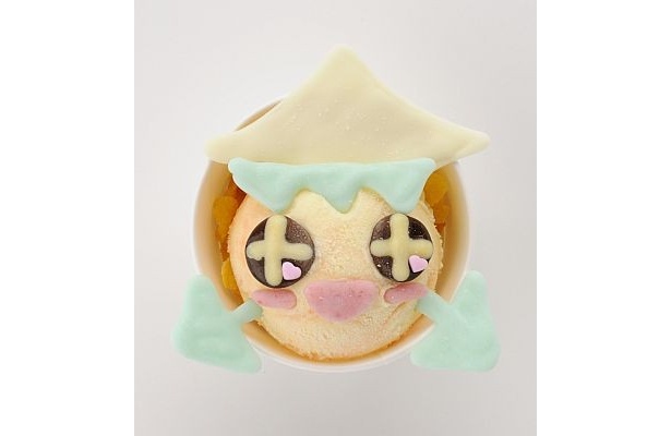 マイナス30℃の鉄板の上でマジックミックスしたアイスに飾り付けをし、イカ娘の顔を作った「イカ娘のアイスでゲソ！」(700円)