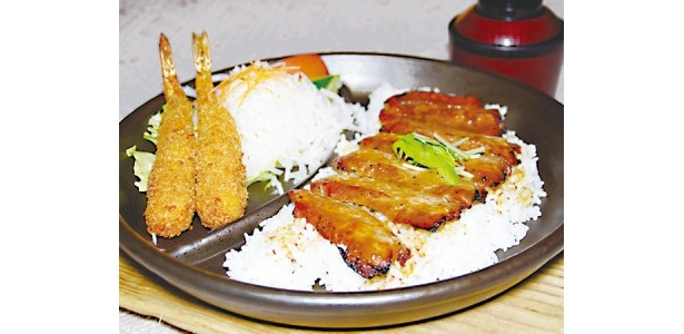 広小路キッチンマツヤ　大きな海老フライと陶板丼風豚かば焼き 5両 