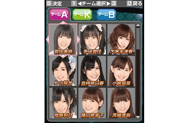 チーム選択画面。こちらはチームA