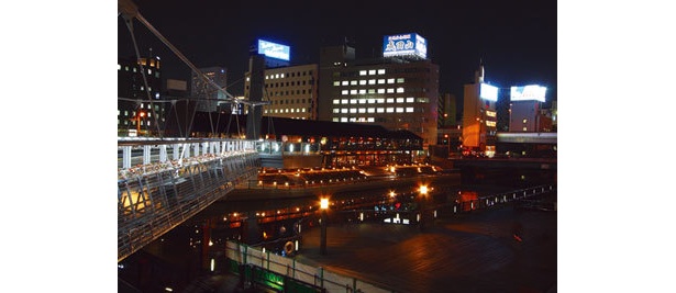 橋の上から眺めるミナミの夜景もきれい