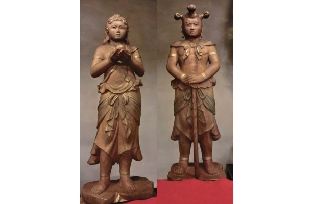 正暦寺福寿院護摩堂の矜羯羅童子(左)と制多迦童子(右)