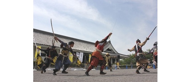 戦国戦士の舞を各武将が披露