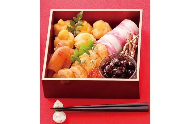 一の重には明るい色合いの食材が揃っている