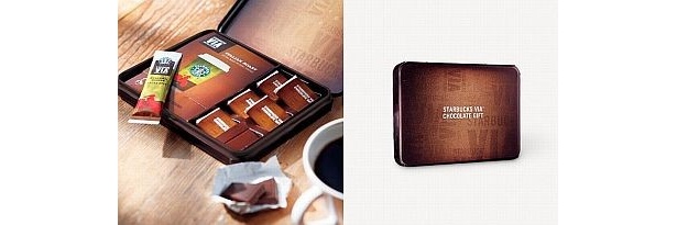 スターバックス ヴィア®のデザインをあしらったスペシャルスチール缶の「Starbucks VIA® チョコレートギフト」(980円)