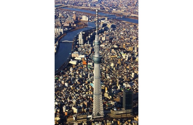 【写真】空から見た東京スカイツリー。ヘリクルージングでは眼下のスカイツリーを堪能するプランも