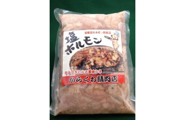 塩ホルモン（500g） ¥800/人気の気仙沼ホルモンの塩味。うま味たっぷりなのにあっさりしていて、プリプリの食感も癖になる味わい