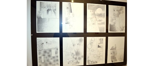 原画の他、下絵やネームも展示されている