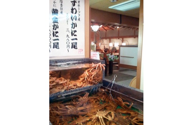 「かに道楽 梅田店」の生け簀