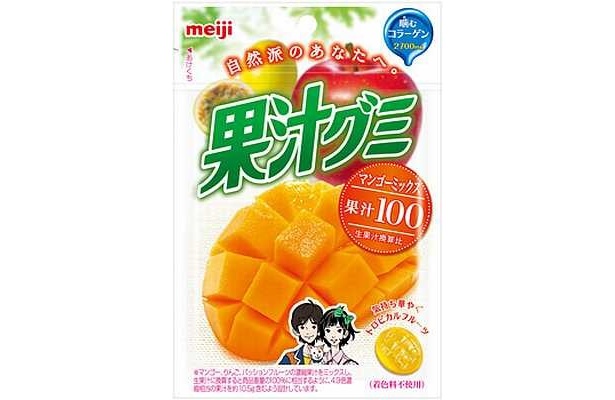 「果汁グミ　マンゴーミックス」(105円)