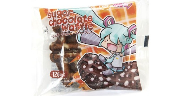 初音ミクの人気楽曲をイメージした「シュガーチョコレートワッフル」(126円)