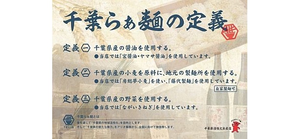 「千葉らぁ麺」の定義が掲載されているおぼん紙