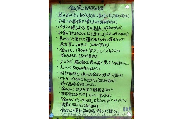 多彩な開運結果が報告されている