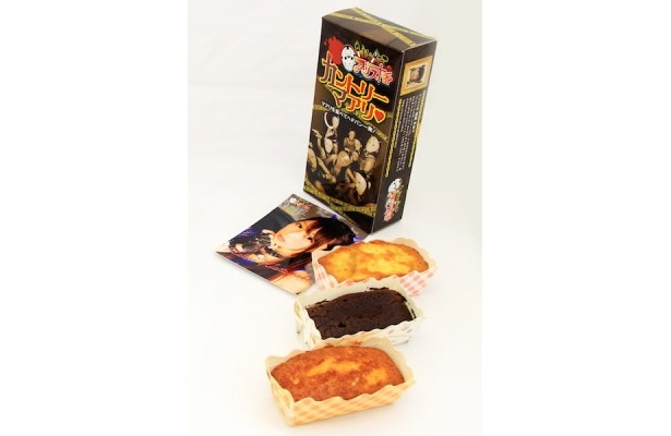 アリス十番の渡辺まありが監修したパウンドケーキは「カントリーマアリ」。味はピーチピーチ、ブラックナッツ、焼き！チーズの3種類