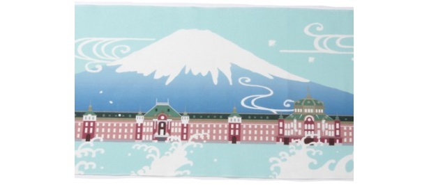 濱文様の「東京駅と富士山」