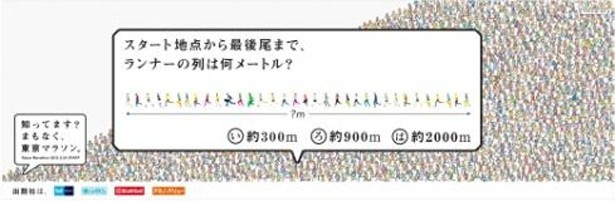中吊りでは10種類のマラソンクイズが出題
