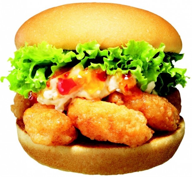 大ぶりのエビが満足感ある「シュリンプバーガー」