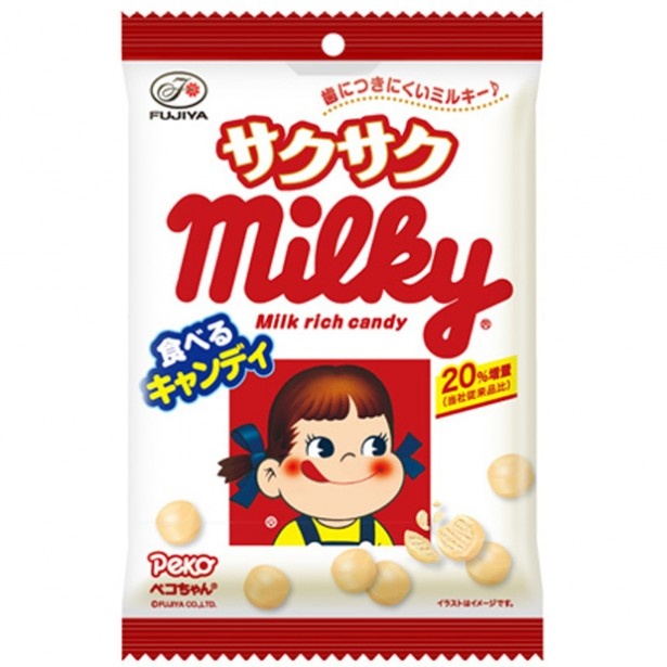 【画像を見る】20％増量しカルシウムも強化した「サクサクミルキー袋」(210円)