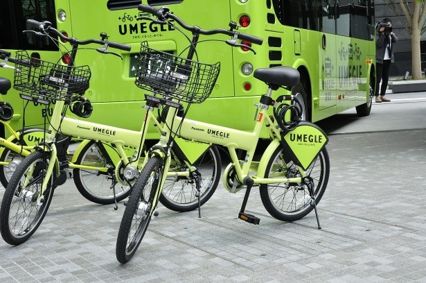 同じく「うめぐる」のレンタサイクル「UMEGLE-CHARI」。30台中15台は電動アシスト 付き