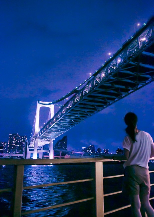 東京湾の夜景を象徴するレインボーブリッジ