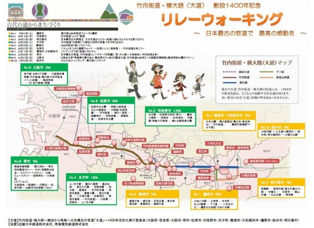 竹内街道・横大路(大道)敷設1400年記念リレーウォーキングがいよいよスタート！