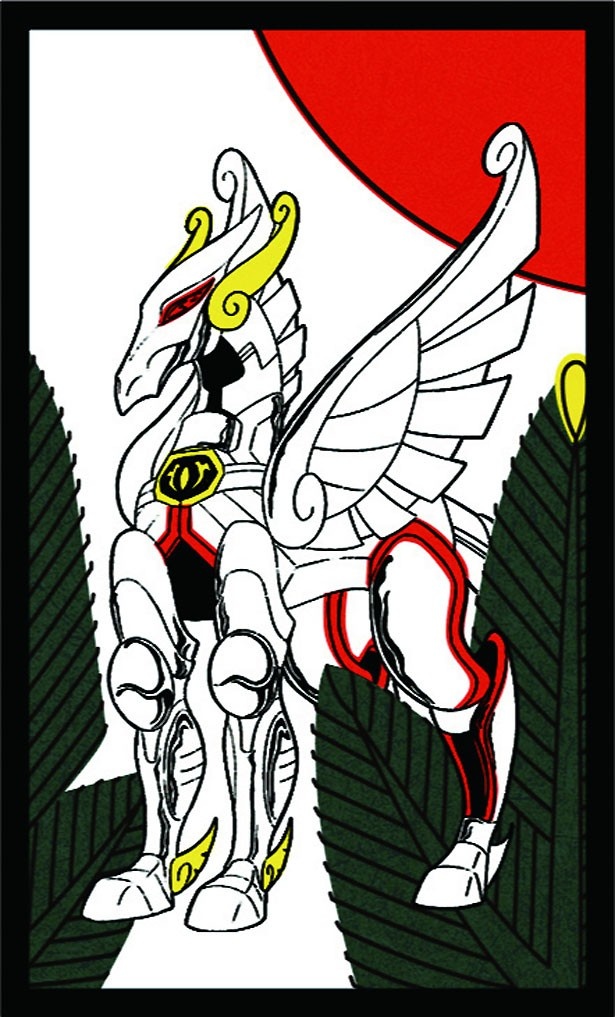 鶴の代わりに描かれた天馬星座(ペガサス)のオブジェ