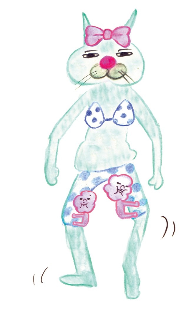 ガニ股歩き…太ももの内側は既に脂肪がぶら下がり放題
