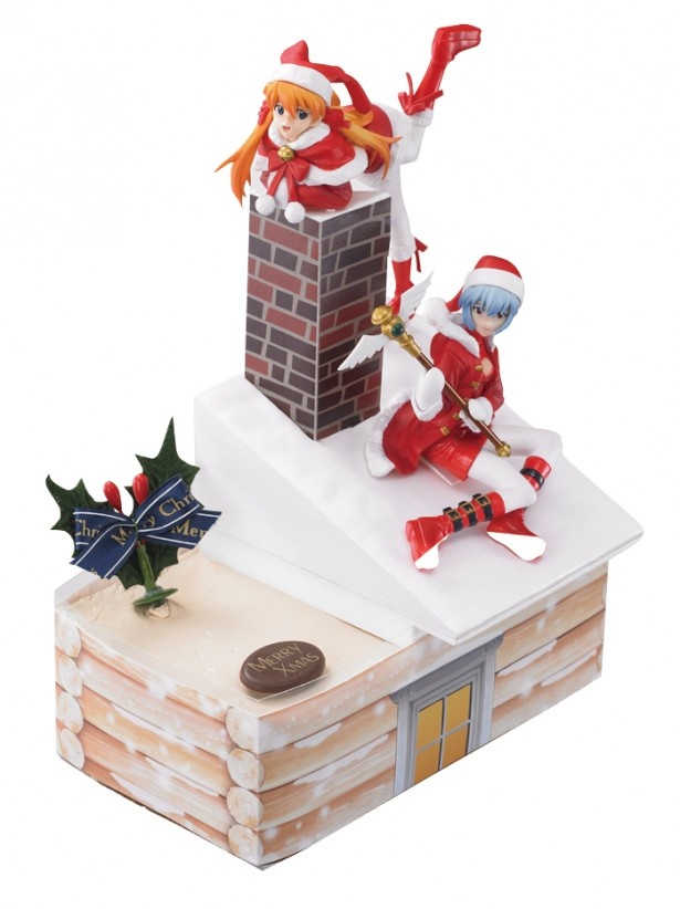 エヴァケーキにはレイとアスカのフィギュアが付く