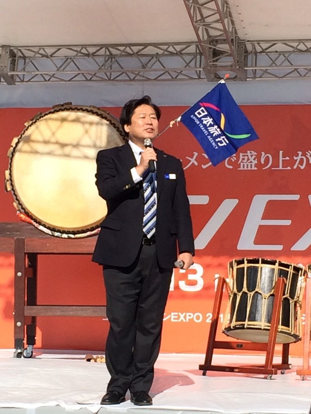 ラーメンEXPOスペシャルサポーターとして日本旅行「ヒラタ屋」代表・平田進也氏もオープニングセレモニーに登壇