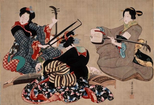 三曲合奏図　葛飾応為　William Sturgis Bigelow Collection 1844-1848(弘化年間)年頃