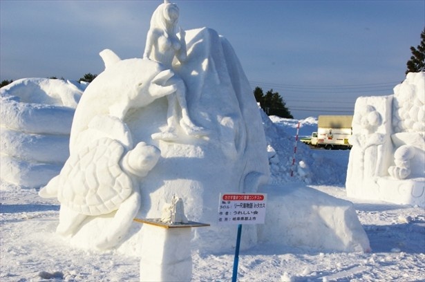 【写真を見る】幻想的な雰囲気も楽しめる郡上たかす雪まつり